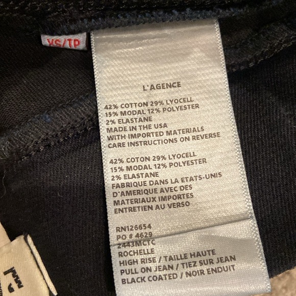 NWOT L’agence coated pull on pants.  Black.  Size XS. - Picture 4 of 6